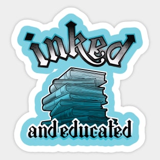 inked and educated aqua blue books Sticker